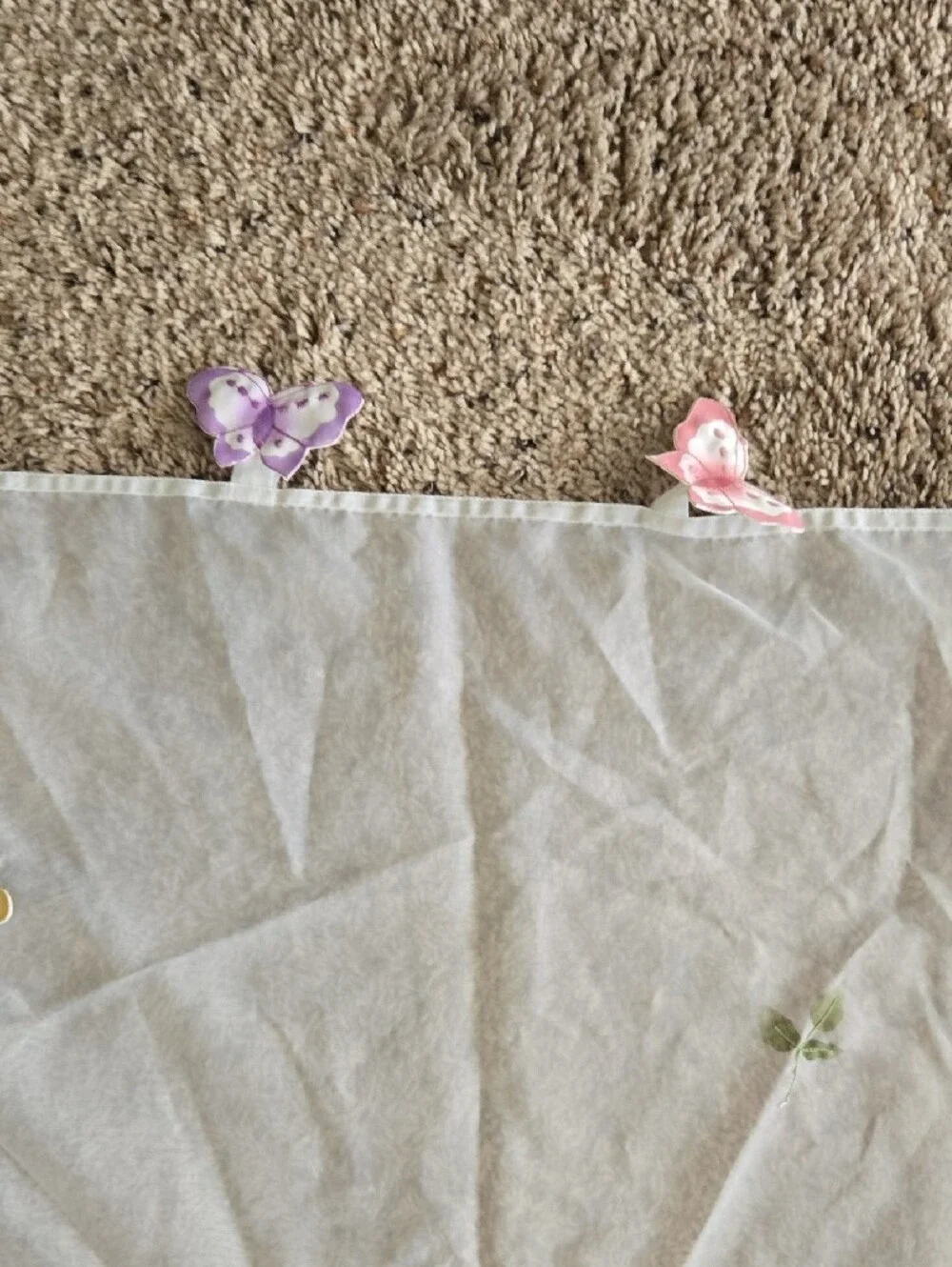 Sheer White Butterfly Scalloped Valance Set